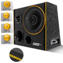 Caixa De Som Trio Automotivo Amplificada 820w Subwoofer 10 Pol Foxer Black Bird Grave Forte LED Neon