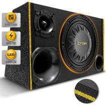 Caixa De Som Trio Automotivo Champion Subwoofer Bomber Slim 12 Polegadas 600w RMS LED Neon - Shutt