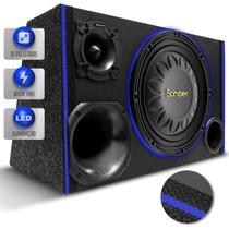 Caixa De Som Trio Automotivo Champion Subwoofer Bomber Slim 12 Polegadas 600w RMS LED Neon