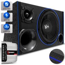 Caixa De Som Trio Automotivo Shutt 800w RMS Subwoofer 12 Pol Beatz LED Neon Dutada Carro Pancadão