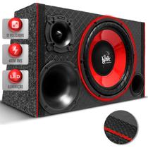 Caixa De Som Trio Automotivo Subwoofer Shutt Beatz 12 Polegadas 400w LED Grave Bate Forte