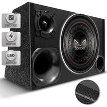 Caixa De Som Trio Champion 800w Subwoofer 12 Polegadas Bomber Bicho Papão LED Grave Forte Automotivo