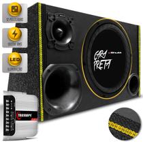 Caixa De Som Trio Champion Shutt 1000w Subwoofer 12 Pol Cara Preta + Módulo TS400 LED Neon