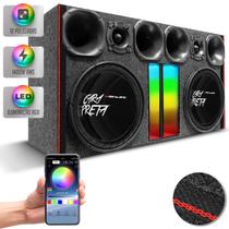 Caixa De Som Trio Corneteira Shutt 1400w Subwoofer Cara Preta 12 Pol + 4 Driver + 2 Tweeter RGB