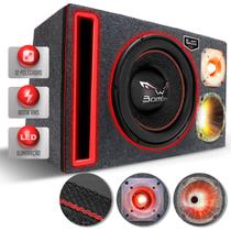 Caixa De Som Trio Full Led 800w Subwoofer Bomber Bicho Papão 12 Pol + Corneta + Tweeter + Duto Régua