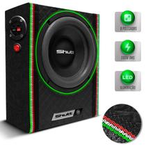 Caixa De Som Ultra Slim Diamantada Shutt 200w RMS Subwoofer Bolinha 8 Polegadas Embaixo Banco Carro