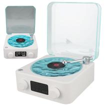 Caixa De Som Vinil Toca Disco Vitrola Bluetooth Musica Cartao Tf Recarregavel Usb Luminaria Led Decorativa Vintage Multiuso