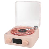 Caixa de Som Vitrola Disco Bluetooth Usb Recarregavel Cartao Memoria TF Musica Som Luzes Led Discos Vinil Vintage Retro Iluminaçao Decoraçao Alto Fala