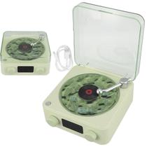 Caixa de Som Vitrola Toca Disco Bluetooth Cartao Tf Usb Portatil Recarregavel Musica Iluminaçao Led Decoraçao Retro Vintage Multiuso