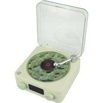 Caixa de Som Vitrola Toca Disco Vinil Bluetooth Cartao Tf USB Recarregavel Luz Led Musica Iluminaçao Decoraçao Luminaria Mesa Alto Falante Vintage