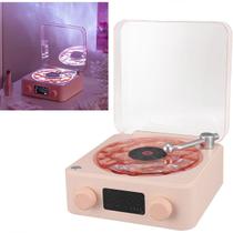Caixa de Som Vitrola Toca Disco Vinil Bluetooth Cartao Tf Usb Recarregavel Musica Luminaria Led Decoraçao Multiuso Retro