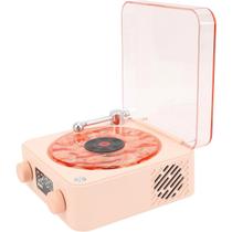 Caixa De Som Vitrola Toca Disco Vinil Bluetooth Cartao Tf USB Recarregavel Portatil Musica Luminaria Led Retro Vintage