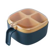 Caixa De Temperos Transparente Com Colher, 4 Compartimentos, Suprimentos De Cozinha Para Sal E