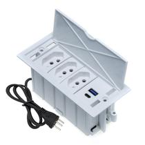 Caixa De Tomada 4 Blocos 3 Tomadas 10A 2 USB 9.0A 1 Tipo C Branco Caixa De Tomada 4 Blocos 3 Tomadas 10A 2 USB 9.0A 1 Tipo C Branco