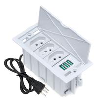 Caixa De Tomada 4 Blocos 3 Tomadas 10A 3 USB 5.2A Branco Caixa De Tomada 4 Blocos 3 Tomadas 10A 3 USB 5.2A Branco