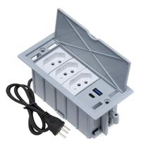 Caixa De Tomada 4 Blocos 3 Tomadas 20A 2 USB 9.0A Cinza Caixa De Tomada 4 Blocos 3 Tomadas 20A 2 USB 9.0A Cinza