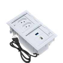 Caixa De Tomada 4 Blocos Embutir 2 Tom 10A 1USB Dados 1RJ-45