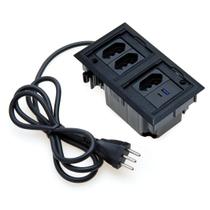 Caixa De Tomada 4 Blocos Embutir 3 Tomadas 20A 2 USB 9.0A Caixa De Tomada 4 Blocos Embutir 3 Tomadas 20A 2 USB 9.0A