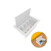Caixa de Tomada Branca Para Embutir Em Mesa E Painel Com 4 Tomadas E 4 Conectores Cat5e Dutotec