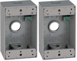 Caixa de tomada elétrica Sigma 14250 à prova de intempéries cinza, pacote com 2 Caixa de tomada elétrica Sigma 14250 à prova de intempéries cinza, pacote com 2