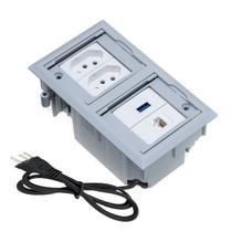 Caixa De Tomada Embutir 2 Tom 10A 1 USB Dados 1 RJ-45 CZ