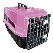 Caixa De Transporte Color Cachorro Gato Cão Rosa Porte N5