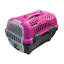 Caixa De Transporte De Pet Rosa Com Preto N2 Trava Segurança