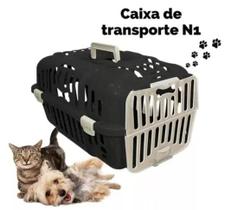 Caixa de Transporte Gato Cachorro Pequeno Porte N1 Preta - Furacão Pet