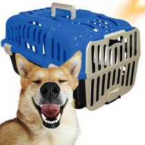 Caixa de Transporte Gatos Cachorros Coelhos Pequeno Porte N1 Azul Pets 2877