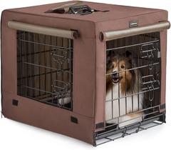 Caixa de Transporte para Cães DONORO com Duas Portas de Metal 61x46x51 cm Marrom