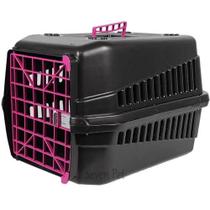 Caixa de Transporte para Cães e Gatos Podyum Nº 2 Preta e Rosa