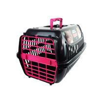Caixa de Transporte Premium Cães e Gatos Preto com Rosa Nº 2