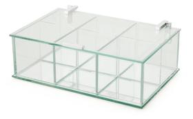 Caixa De Vidro Multiuso Com Divisórias Fundo Espelhado Tampa Guardar Jóias Decorativa Forma