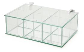 Caixa De Vidro Multiuso Com Divisórias Fundo Espelhado Tampa Guardar Jóias Decorativa Forma