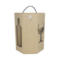 Caixa de Vinho Vazada com Duas Divisorias e Fecho Oriental 24x13x31