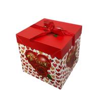 Caixa Decorada Com Tampa Para Presente Pequena Vermelha