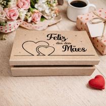 Caixa Decorada Embalagem Presente Tema Mensagens Mães em MDF Cru Dobradiça 26x19x6 Caixa Decorada Embalagem Presente Tema Mensagens Mães em MDF Cru Dobradiça 26x19x6
