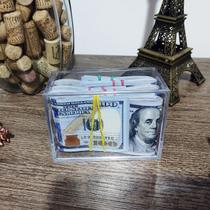 Caixa Decorativa Acrílica/Plástica 100 Notas Dinheiro de Dollar