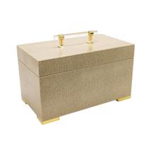 Caixa Decorativa Bege Texturizado Maior Alça Cristal Caixa Decorativa Bege Texturizado Maior Alça Cristal