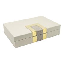 Caixa Decorativa Couro Tons Suaves Maior Detalhe Dourado