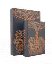 Caixa Decorativa de Livro Com 2 Peças Árvores