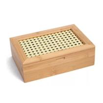 Caixa Decorativa de Palha Indiana e Bambu 6 Nichos - Oikos Caixa Decorativa de Palha Indiana e Bambu 6 Nichos - Oikos