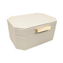 Caixa Decorativa em Madeira e PU Cinza Claro P Caixa Decorativa em Madeira e PU Cinza Claro P