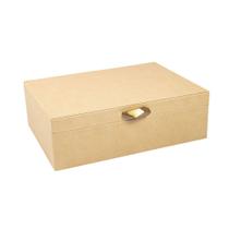 Caixa Decorativa em MDF Revestida Em Pu Bege Com Detalhe Dourado 23x31x10cm Caixa Decorativa em MDF Revestida Em Pu Bege Com Detalhe Dourado 23x31x10cm