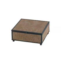 CAIXA DECORATIVA EM METAL E material sintético PRETO E MARROM G