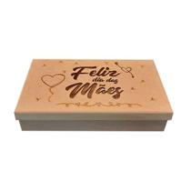 Caixa Decorativa Embalagem Presente Dia das Mães em MDF Cru - Expresso da Madeira