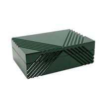 Caixa Decorativa Madeira Verde Escuro Menor Listras Relevo