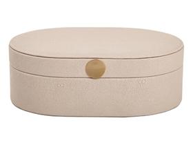 Caixa Decorativa MDF Porta Objetos Revestimento Em Tecido Retangular Oval Off White