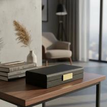 Caixa Decorativa Objeto Luxo Organizadora Tampa Couro Gg