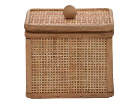 Caixa Decorativa Organizadora Formato Quadrado Em Fibra Natural De Rattan Grande